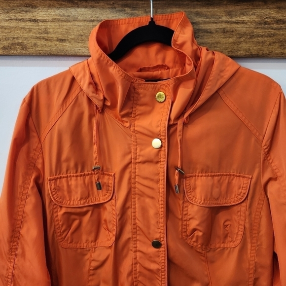 Utex Orange Parka Jacket Coat Windbreaker With Removable Hood - L - Vintage. - Picture 4 of 14